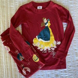 NWOT Disney Hanna Andersson Christmas Belle Beauty and the Beast Pajamas Size 10